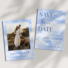 Blauw Witte Glitterwolken Droomachtige Elegante Tr Save The Date