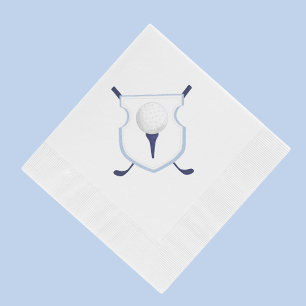 Blauw-witte golfkam, Waterverf golffeest Servet