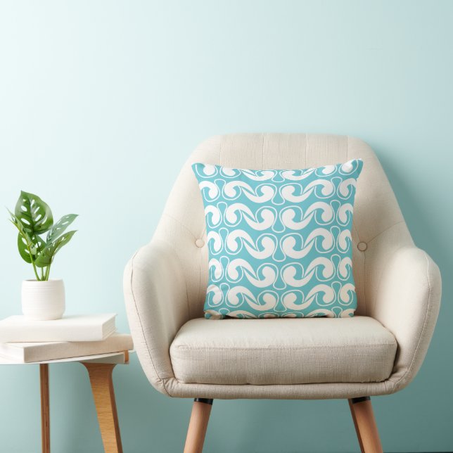 Blauw Witte Golfstreep Kussen (Stoel)