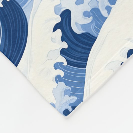 Blauw-witte Golven Nautisch patroon Fleece Deken (Hoek)