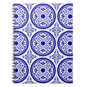 Blauw Witte Gotische Tegelmotief Notitieboek