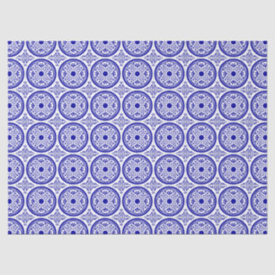 Blauw Witte Gotische Tegelmotief Tissuepapier