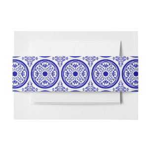 Blauw Witte Gotische Tegelmotief Uitnodigingen Wikkel