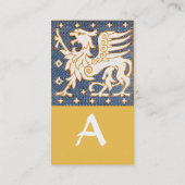 BLAUW WITTE GOUDE FANTASY GRIPHON MONOGRAM VISITEKAARTJE (Achterkant)