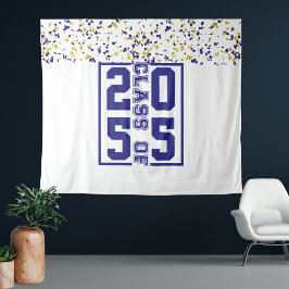 Blauw Witte Gouden Afstudeerklas Typografie Wandkleed