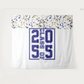 Blauw Witte Gouden Afstuderen Klas van Typografie Wandkleed (Voorkant (horizontaal))