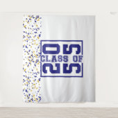 Blauw Witte Gouden Afstuderen Klas van Typografie Wandkleed (Voorkant)