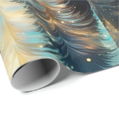 Blauw Witte Gouden Bomen Modern Kerstmis Cadeaupapier (Rol Hoek)