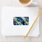 Blauw Witte Gouden Marmeren Cosmetica Druppelfles Etiket (Insitu)