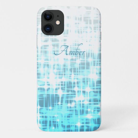 Blauw Witte Gradiënt Gloeiende Sparkels Persoonlij Case-Mate iPhone Case (Achterkant)