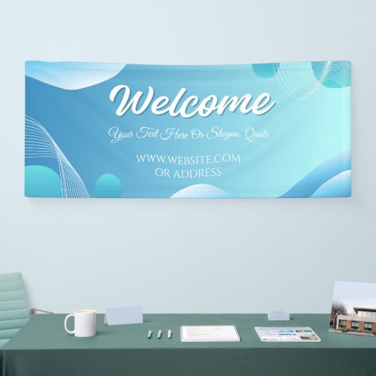 Blauw Witte Gradiënt Moderne Welkom Event Weergave Spandoek (Beurs)