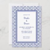 BLAUW-WITTE GRENS ELEGANTE FEESTUITNODIGING KAART (Voorkant)