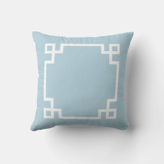 Blauw-witte Griekse sleutel Buitenkussen (Achterkant)