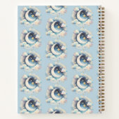 Blauw Witte Halve Maan Hemels Boho Schetsboek Notitieboek (Achterkant)