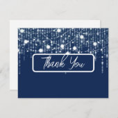 Blauw & Witte Hanglampen Bruiloft Bedankkaart (Voorkant / Achterkant)