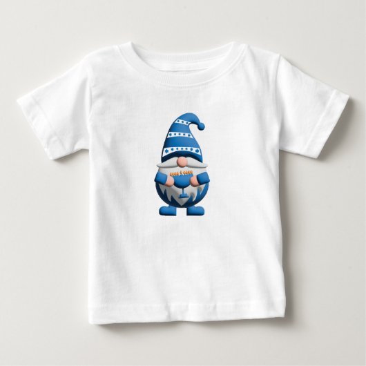Blauw Witte Hanukkah Kabouter met Menora (Voorkant)