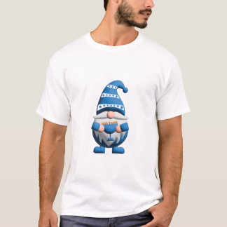 Blauw Witte Hanukkah Kabouter met Menora T-shirt