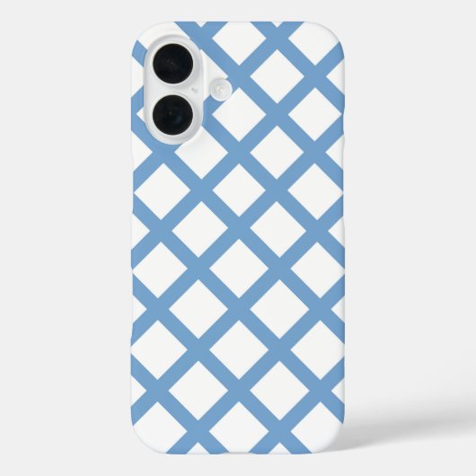 Blauw Witte Harlekijn Diamant Streep Patroon Case-Mate iPhone Case (Achterkant)