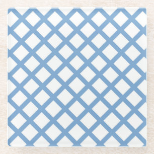 Blauw Witte Harlekijn Diamant Streep Patroon Glazen Onderzetter