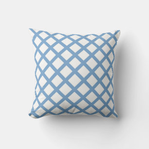 Blauw Witte Harlekijn Diamant Streep Patroon Kussen