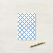 Blauw Witte Harlekijn Diamant Streep Patroon Post-it® Notes (Op bureau)