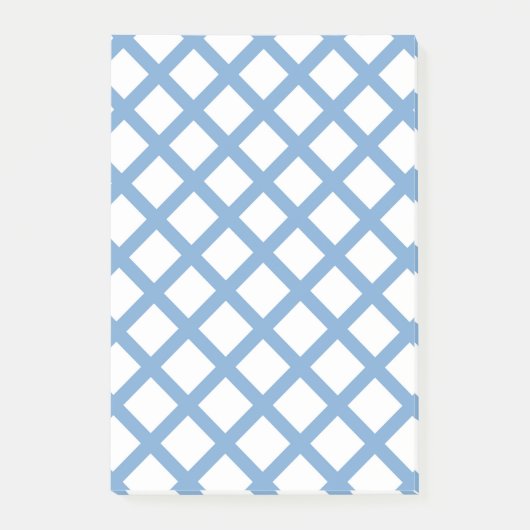 Blauw Witte Harlekijn Diamant Streep Patroon Post-it® Notes (Voorkant)