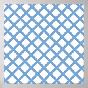 Blauw Witte Harlekijn Diamant Streep Patroon Poster