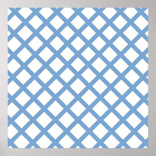 Blauw Witte Harlekijn Diamant Streep Patroon Poster (Voorkant)