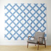 Blauw Witte Harlekijn Diamant Streep Patroon Wandkleed (In Situ (horizontaal))
