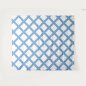 Blauw Witte Harlekijn Diamant Streep Patroon Wandkleed (Voorkant (horizontaal))