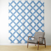 Blauw Witte Harlekijn Diamant Streep Patroon Wandkleed (In situ)