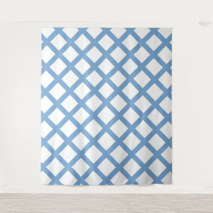 Blauw Witte Harlekijn Diamant Streep Patroon Wandkleed