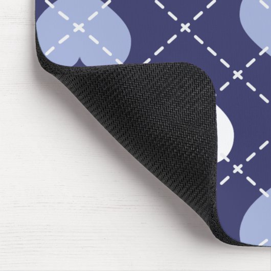 Blauw-witte harten Argyle Muismat (Hoek)