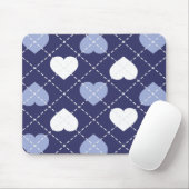 Blauw-witte harten Argyle Muismat (Met muis)