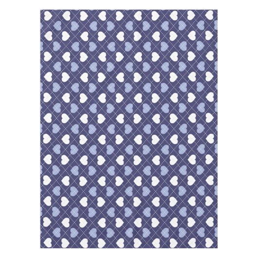 Blauw-witte harten Argyle Tafelkleed (Voorkant)