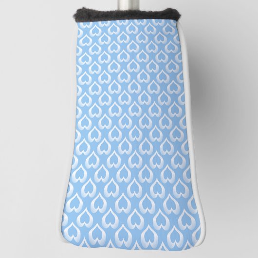 Blauw Witte Harten Patroon Golfheadcover (Draai 90)