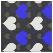 Blauw Witte Harten Zwart  Stof (Close Up)