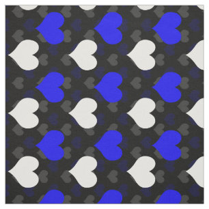 Blauw Witte Harten Zwart Stof