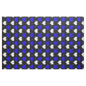 Blauw Witte Harten Zwart  Stof (Fat Quarter)