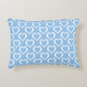 Blauw Witte Hartjes Patroon Accent Kussen