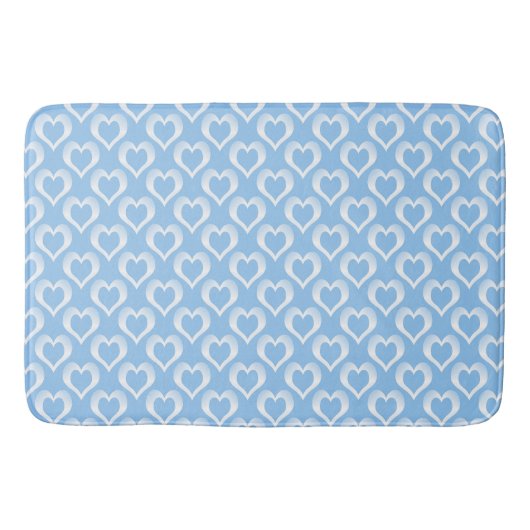 Blauw Witte Hartjes Patroon Badmat (Voorkant)