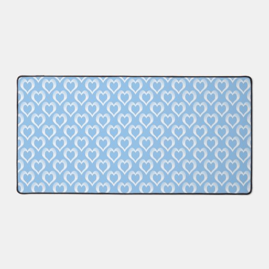 Blauw Witte Hartjes Patroon Bureaumat (Voorkant)