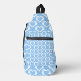 Blauw Witte Hartjes Patroon Sling Bag