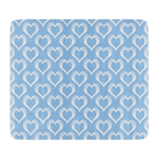 Blauw Witte Hartjes Patroon Snijplank (Voorkant)