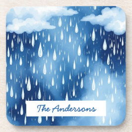 Blauw Witte Hemel Regen Drops Patroon Bier Onderzetter