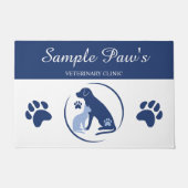 Blauw-witte hond met Cat Logo dierenkliniek Deurmat (Voorkant)