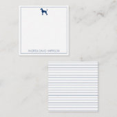 Blauw-witte hond Silhouet gepersonaliseerd Notitiekaartje (Voorkant / Achterkant)