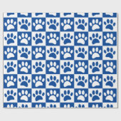 Blauw-witte hondenpoten in pleinen op maat cadeaupapier (Vlak)