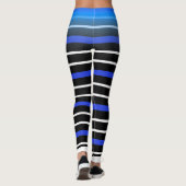 Blauw/witte horizontale streep Kies uw eigen kleur Leggings (Achterkant)