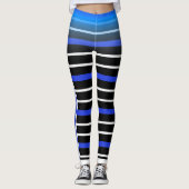 Blauw/witte horizontale streep Kies uw eigen kleur Leggings (Voorkant)